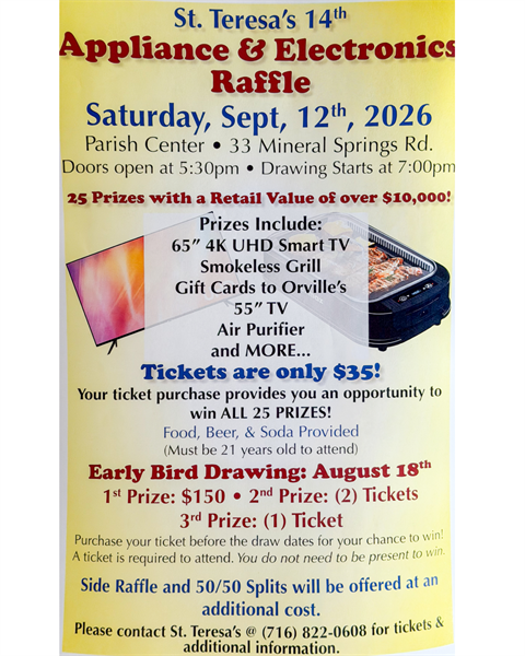 St. Teresa Appliance Raffle